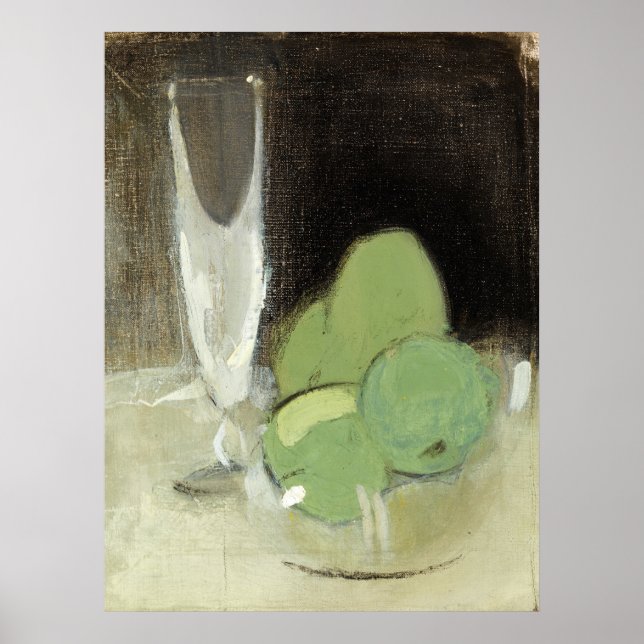 Affiche Pommes vertes et verre à champagne, H.Schjerfbeck (Devant)
