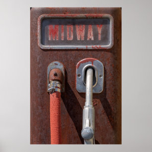 Affiche Pompe à gaz vintage à mi-chemin