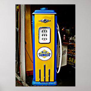 Affiche Pompe à gaz vintage Blue Sunoco
