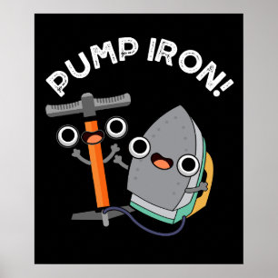 Affiche Pompe Fer amusant Exercice Pun Dark BG
