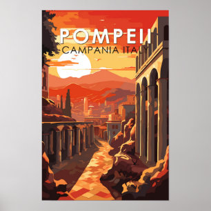 Affiche Pompéi Campanie Italie Voyage Art Rétro