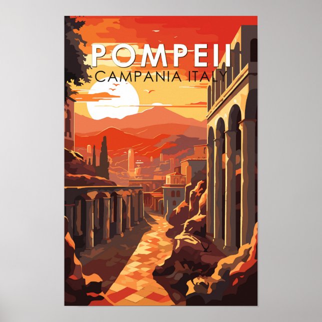 Affiche Pompéi Campanie Italie Voyage Art Rétro (Devant)