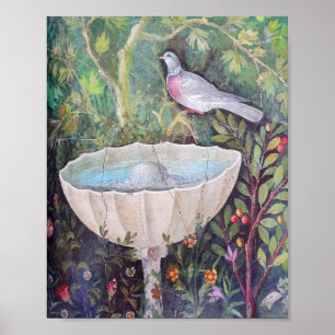 Affiche Pompéi Fresco de Pigeon au-dessus d'une fontaine