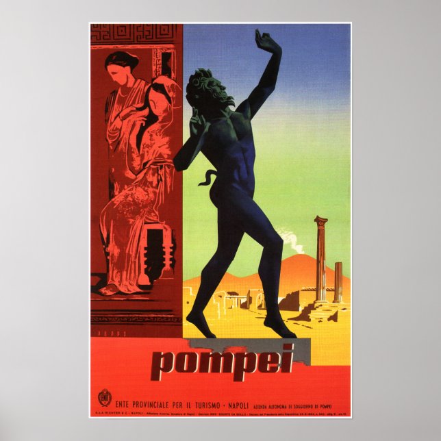 Affiche POMPEI NAPLES ITALIE Vintage voyage des ruines rom (Devant)