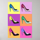 Affiche Pompes Stiletto Pop Art / Chaussures / Talons<br><div class="desc">Poster dans une "Glorification de la Stiletto" : Dessin de l'art pop de la pompe à stiletto bien-aimée</div>