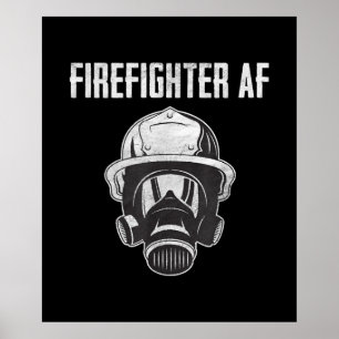 Affiche Pompier AF Masque gaz Funny Firefighter