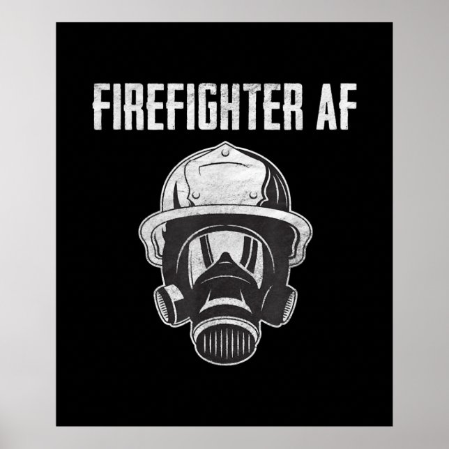 Affiche Pompier AF | Masque gaz | Funny Firefighter (Devant)