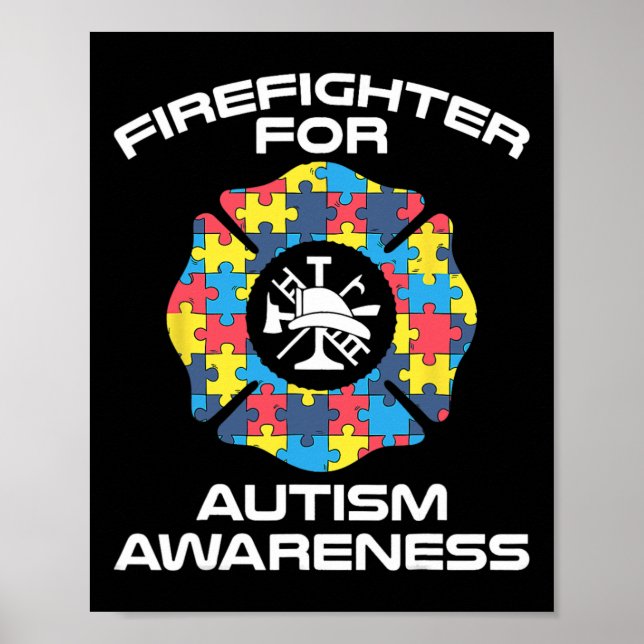 Affiche Pompier Autisme Apparel - Meilleurs Pompiers Des (Devant)