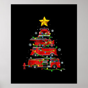 Affiche Pompier Camion Arbre de Noël Hommes Femmes