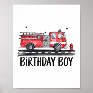 Affiche Pompier Camion L'anniversaire de la famille des ga