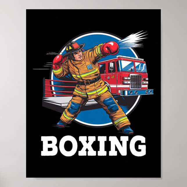 Affiche Pompier Jouer Boxe Pompier Sport (Devant)