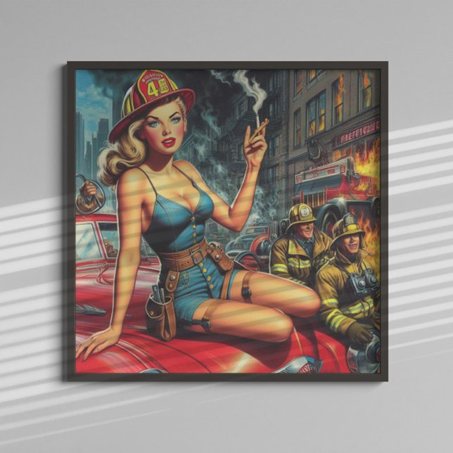 Affiche Pompier Pin-up (Créateur téléchargé)