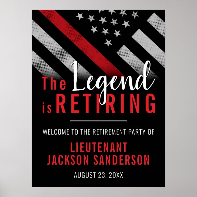 Affiche Pompier Retraite Ligne Rouge Flag Flaman (Devant)