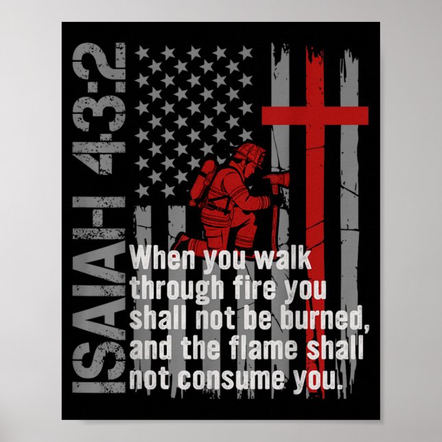Affiche Pompier Verset de la Bible sur la foi chrétienne D (Devant)