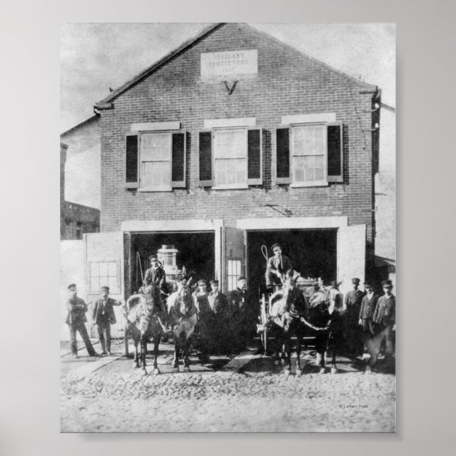 Affiche Pompiers avec équipement (Devant)