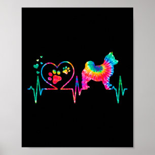 Affiche Pomsky Maman Papa Hearbeat Tie Dye Chien Cadeau