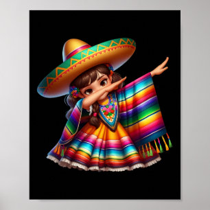Affiche Poncho Mexicain Drôle de Dabbing Sombrero Cinco De