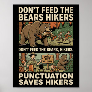 Affiche Ponctuation grammaticale drôle sauve les randonneu