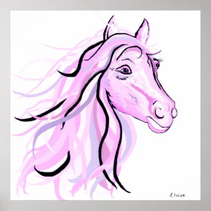 Affiche Poney assez rose