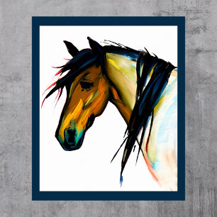 Affiche Poney Sauvage Cheval Aquarelle