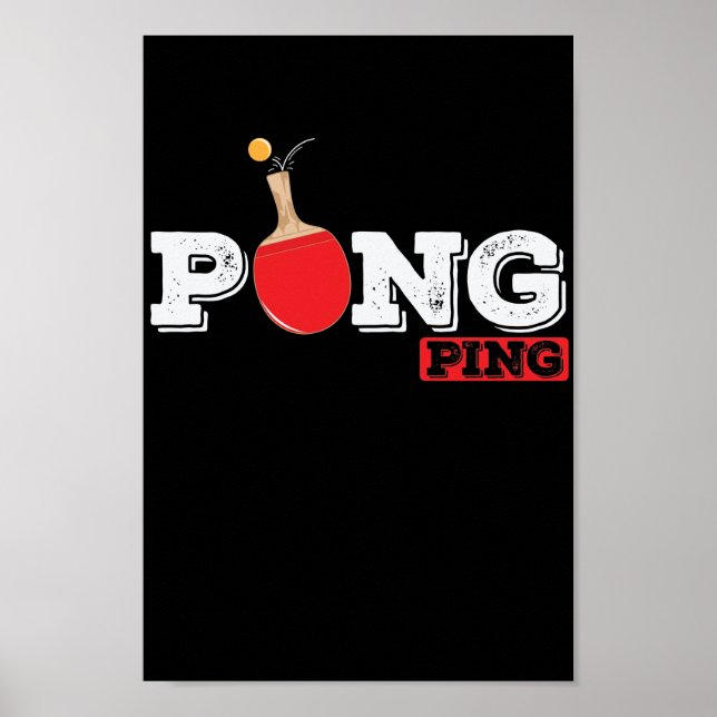Affiche Pong Ping Spieler Tischtenniskelle mit Ball (Devant)