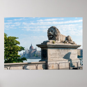 Affiche Pont à chaînes Széchenyi et Parlement de Budapest