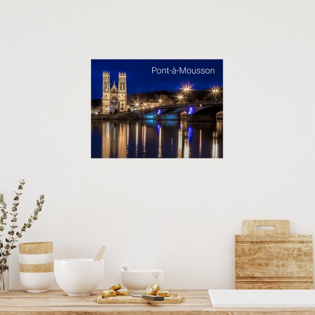 Affiche Pont a Mousson Panorama avec Moselle Souvenir (Cuisine)