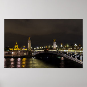 Affiche Pont Alexandre III and Invalid at night