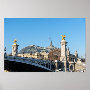 Affiche Pont Alexandre III et Grand Palais un jour ensolei