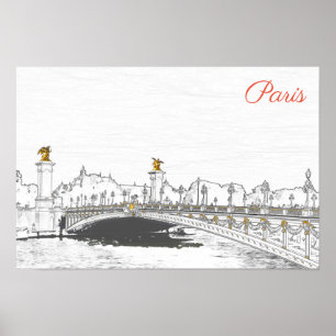 Affiche Pont Alexandre III on Seine River - Paris France