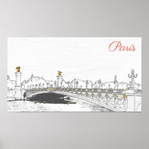 Affiche Pont Alexandre III on Seine River - Paris France
