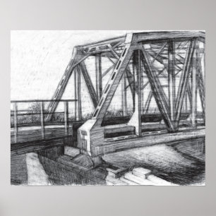 Affiche Pont ancien dessin au crayon