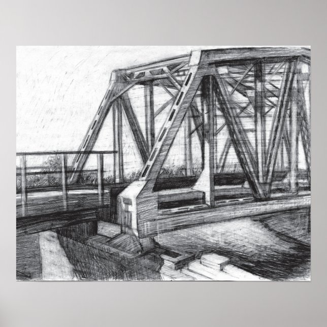 Affiche Pont ancien dessin au crayon (Devant)