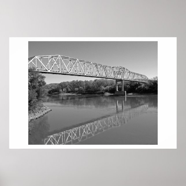 Affiche Pont Au-Dessus De La Rivière Missouri (B & W) (Devant)