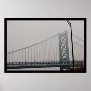 Affiche Pont Ben Franklin dans le brouillard