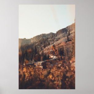 Affiche PONT Brown EN BOIS SUR LA MONTAGNE ROCHEUSE BROWN