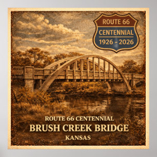 Affiche Pont Brush Creek de la route 66 du Kansas