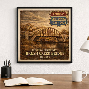 Affiche Pont Brush Creek de la route 66 du Kansas