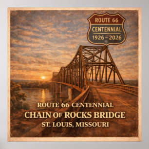Affiche Pont Chain of Rocks de la route 66