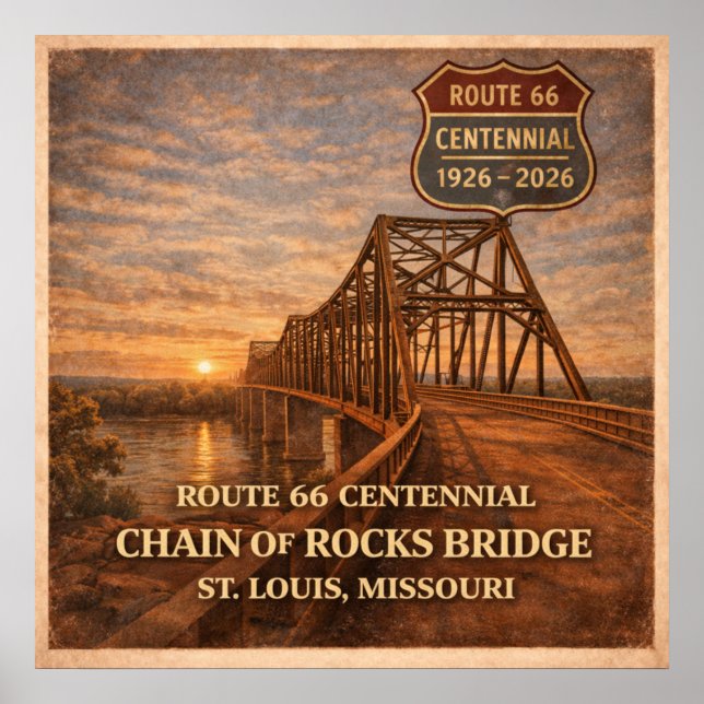 Affiche Pont Chain of Rocks de la route 66 (Devant)