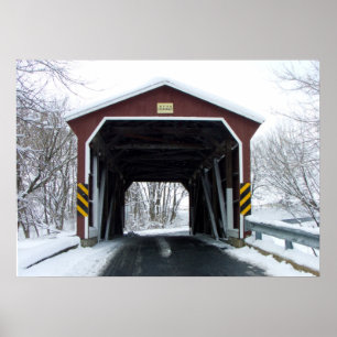 Affiche Pont couvert dans la neige