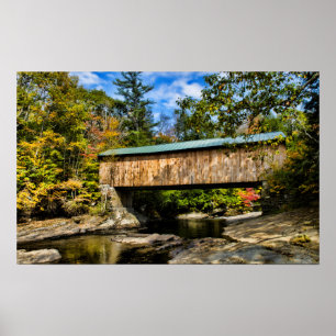 Affiche Pont couvert de Montgomery avec feuillage d'automn
