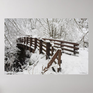 Affiche Pont couvert de neige en bois