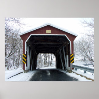 Affiche Pont couvert en neige
