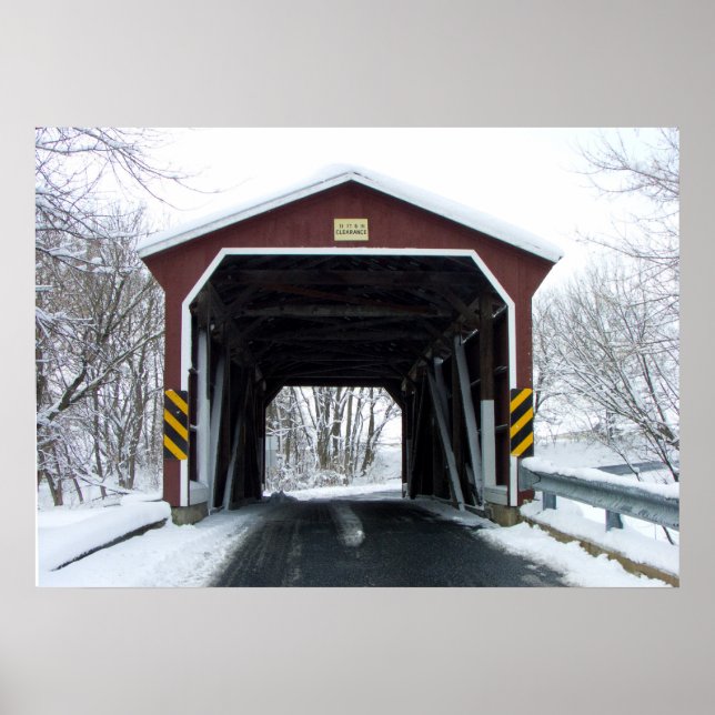 Affiche Pont couvert en neige (Devant)