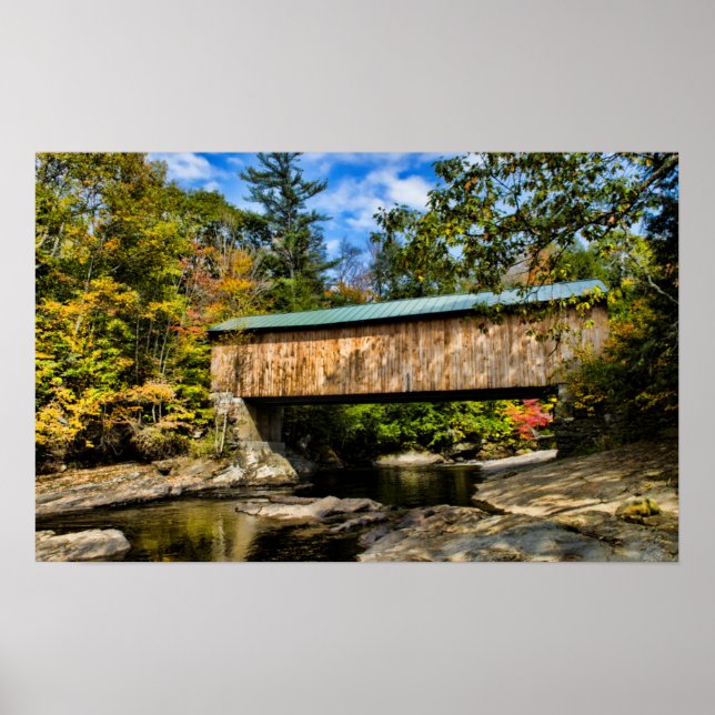 Affiche Pont couvert Montgomery avec feuillage d'automne (Devant)