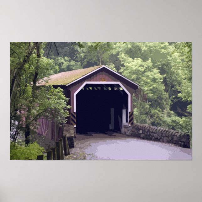Affiche Pont couvert rustique de Kurtz Mill Lancaster PA (Devant)