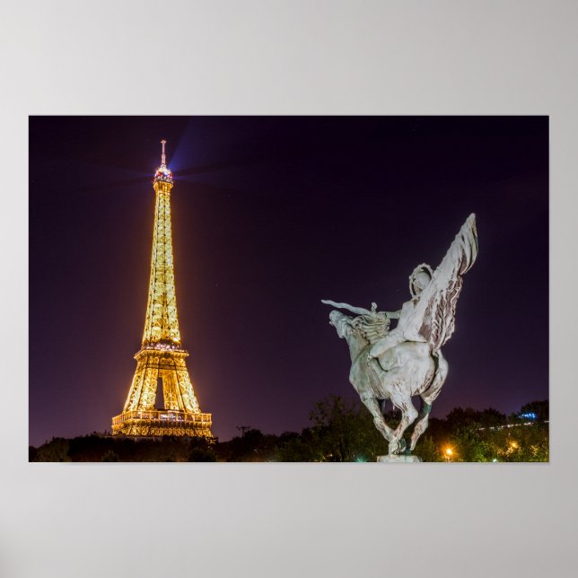 Affiche Pont de Bir-Hakeim la nuit - Paris, France (Devant)