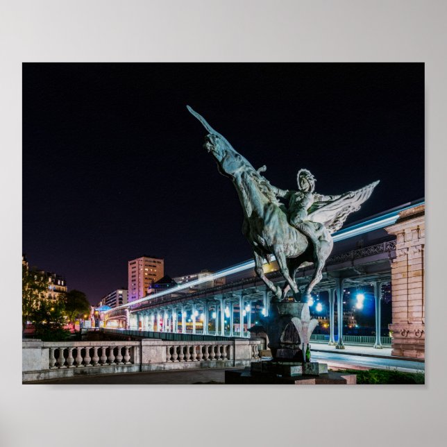 Affiche Pont de Bir-Hakeim la nuit - Paris, France (Devant)