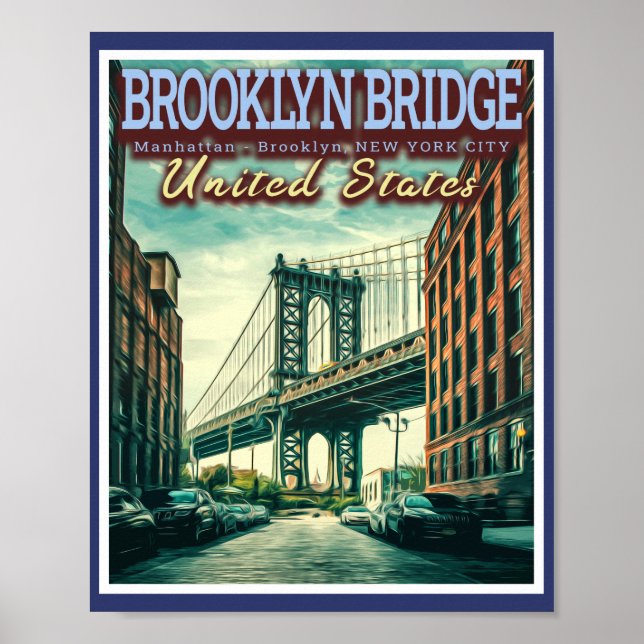 AFFICHE PONT DE BROOKLYN - MANHATTAN - BROOKLYN - NEW YORK (Devant)